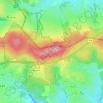 Topografische kaart Silberkuhle, hoogte, reliëf