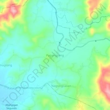 Topografische kaart Pagangpang, hoogte, reliëf