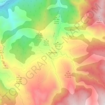 Topografische kaart Hortoneda, hoogte, reliëf