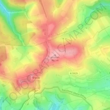 Topografische kaart Witthoh, hoogte, reliëf