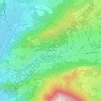 Topografische kaart Gruberfeldsiedlung, hoogte, reliëf