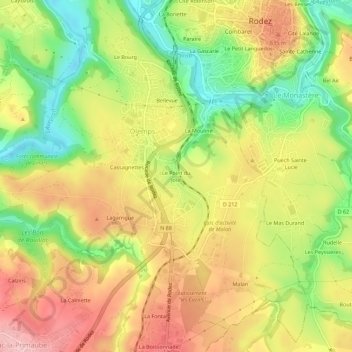 Topografische kaart Le Point du Jour, hoogte, reliëf
