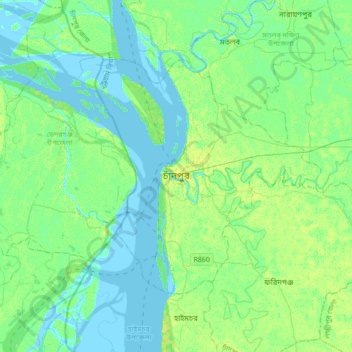 Topografische kaart Chandpur, hoogte, reliëf