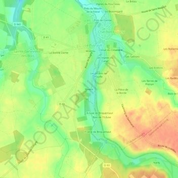 Topografische kaart Rivière, hoogte, reliëf