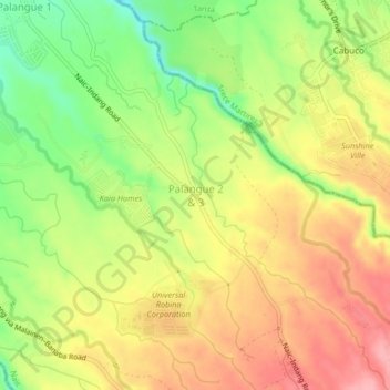 Topografische kaart Palangue 2 & 3, hoogte, reliëf