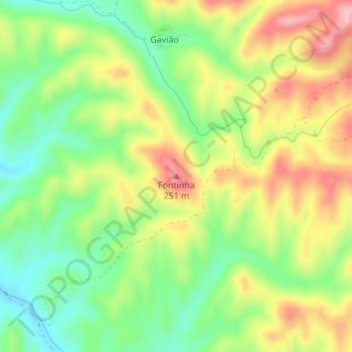 Topografische kaart Fontinha, hoogte, reliëf