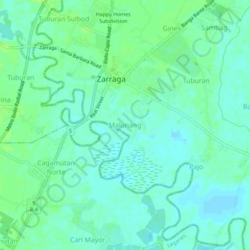 Topografische kaart Malunang, hoogte, reliëf