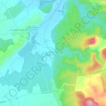 Topografische kaart Hameau de Cal, hoogte, reliëf