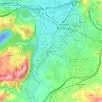 Topografische kaart Campuzano, hoogte, reliëf