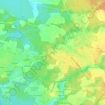 Topografische kaart Jisquet, hoogte, reliëf