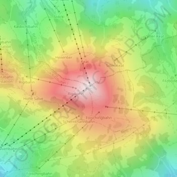 Topografische kaart Drehterrasse, hoogte, reliëf