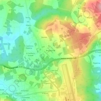 Topografische kaart Requesende, hoogte, reliëf