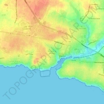 Topografische kaart Domaine du Calypso, hoogte, reliëf