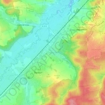 Topografische kaart Lettenbach, hoogte, reliëf
