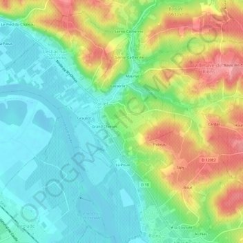 Topografische kaart La Grabasse, hoogte, reliëf
