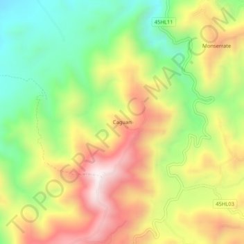 Topografische kaart Caguan, hoogte, reliëf