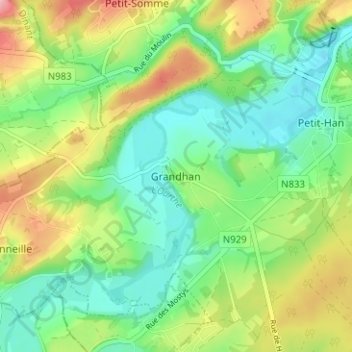 Topografische kaart Grandhan, hoogte, reliëf