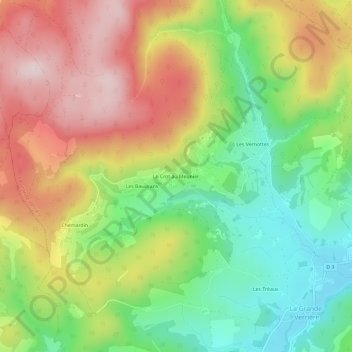 Topografische kaart Le Crot au Meunier, hoogte, reliëf