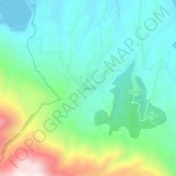 Topografische kaart Kournas, hoogte, reliëf
