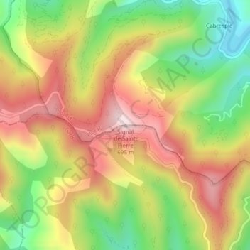 Topografische kaart Signal de Saint-Pierre, hoogte, reliëf