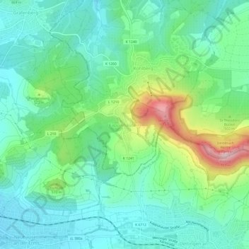 Topografische kaart Kappishäusern, hoogte, reliëf