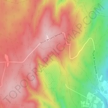 Topografische kaart Liby, hoogte, reliëf