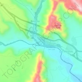 Topografische kaart Gualanday, hoogte, reliëf