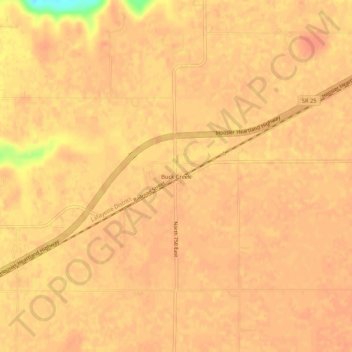 Topografische kaart Buck Creek, hoogte, reliëf