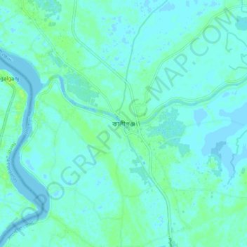 Topografische kaart Kaliganj, hoogte, reliëf