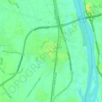 Topografische kaart El Badrashein, hoogte, reliëf
