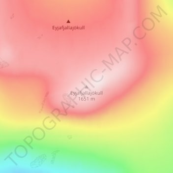 Topografische kaart Eyjafjallajökull, hoogte, reliëf