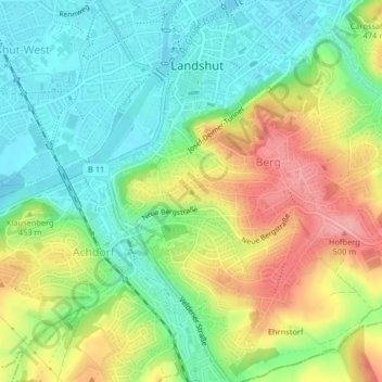 Topografische kaart Annaberg, hoogte, reliëf