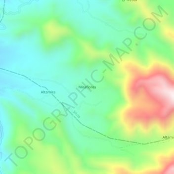 Topografische kaart Miraflores, hoogte, reliëf