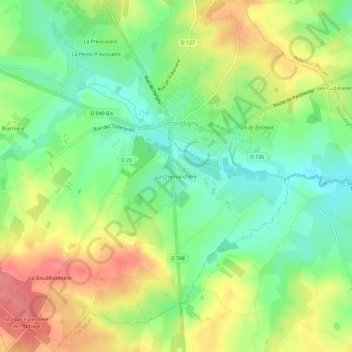 Topografische kaart La Chemanchère, hoogte, reliëf