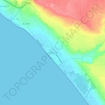 Topografische kaart Balerma, hoogte, reliëf