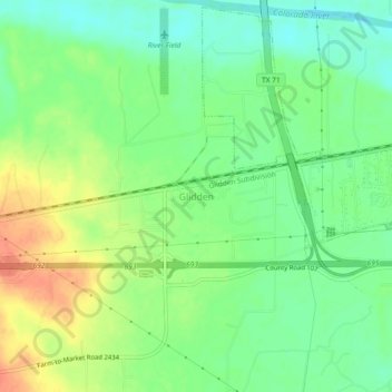 Topografische kaart Glidden, hoogte, reliëf