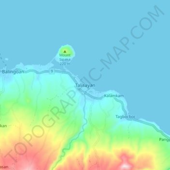 Topografische kaart Talisayan, hoogte, reliëf