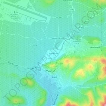 Topografische kaart Serre Menu, hoogte, reliëf