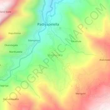 Topografische kaart Mathurata, hoogte, reliëf