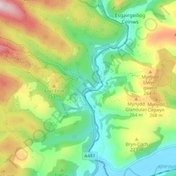 Topografische kaart Pantperthog, hoogte, reliëf