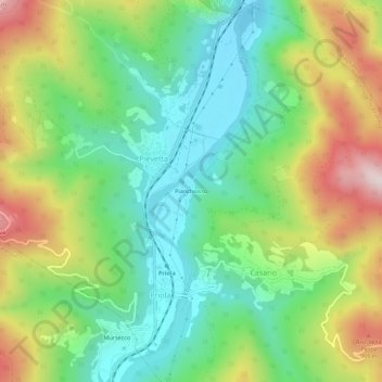 Topografische kaart Pianchiosso, hoogte, reliëf