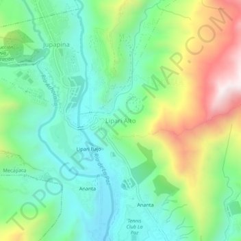 Topografische kaart Lipari Alto, hoogte, reliëf