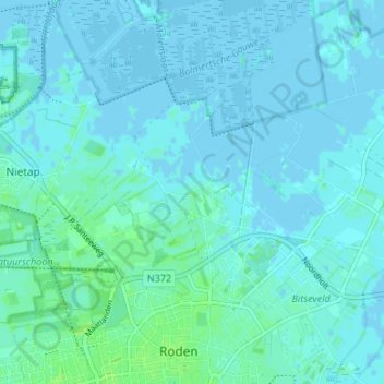 Topografische kaart Leutingewolde, hoogte, reliëf