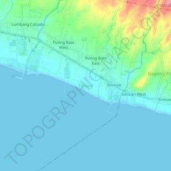 Topografische kaart Talisay, hoogte, reliëf