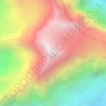 Topografische kaart Pico Sur, hoogte, reliëf