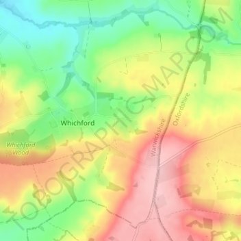 Topografische kaart Ascott, hoogte, reliëf