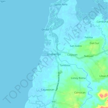 Topografische kaart Inabanga, hoogte, reliëf