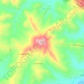 Topografische kaart Fenigli, hoogte, reliëf