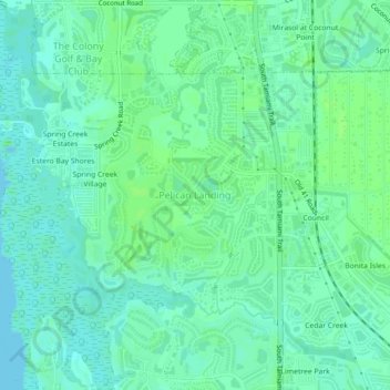 Topografische kaart Pelican Landing, hoogte, reliëf