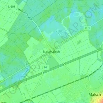 Topografische kaart Neumalsch, hoogte, reliëf
